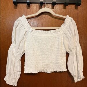 Emory Park White Smocked Off-Shoulder Blouse